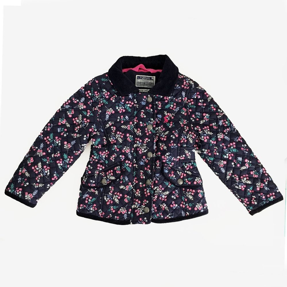 Girls Coat Joules Boldly British Flower Quilted Jacket 2Y